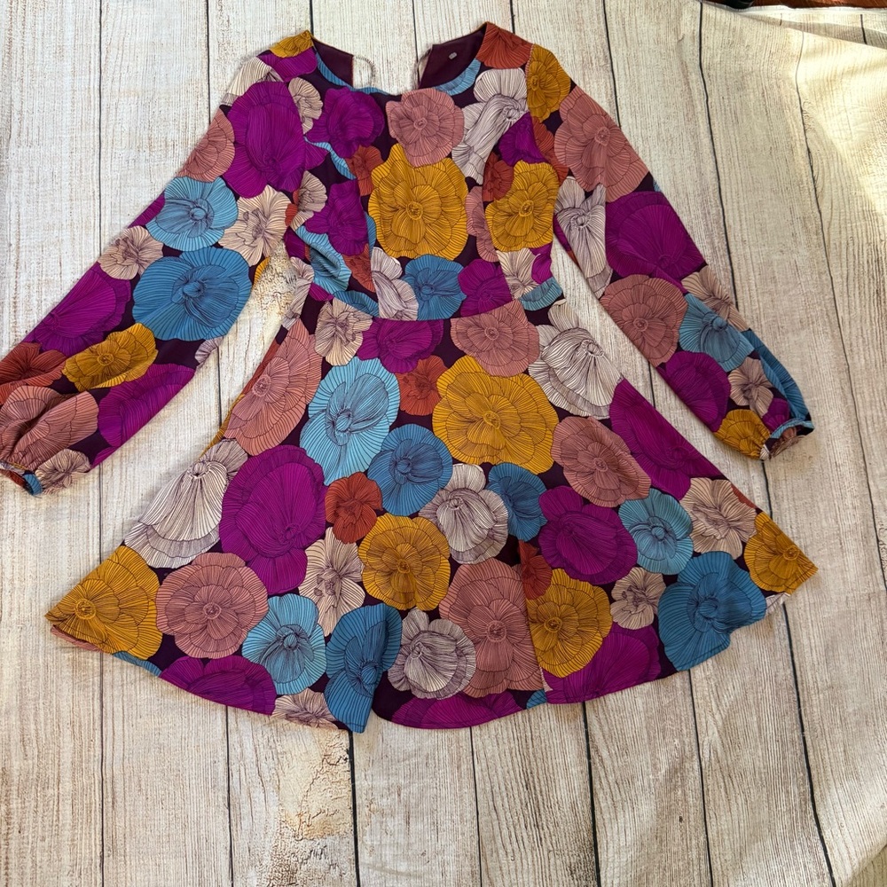 Altar’d State long sleeve purple blue yellow floral size small dress